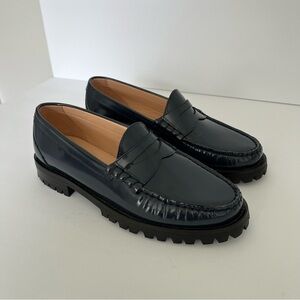 J Crew Womens NEW Winona Penny Loafers Size 7 Dark Evening Lug Sole Leather